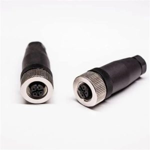M12 5 Pin Connector Female Straight Plastic Shell Unshiled Plug